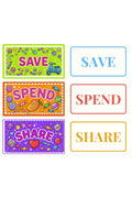 Three Money Jar Labels - SAVE, SPEND, SHARE