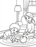 Coloring Page: Ethan And His Piggy Bank