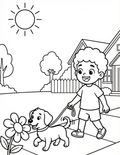 Coloring Page: Ethan Walks The Dog