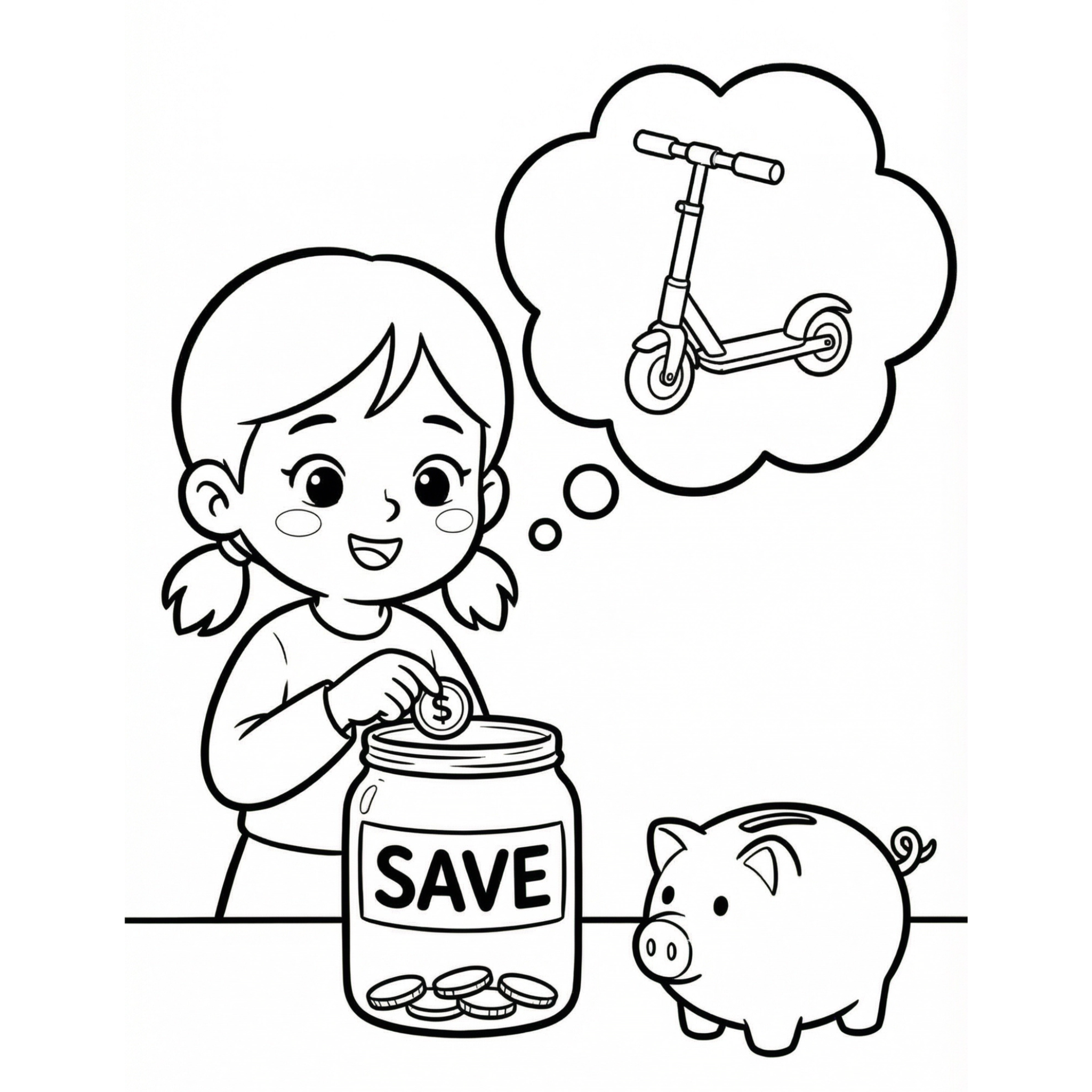 Coloring Page: Luna And Her Save Jar