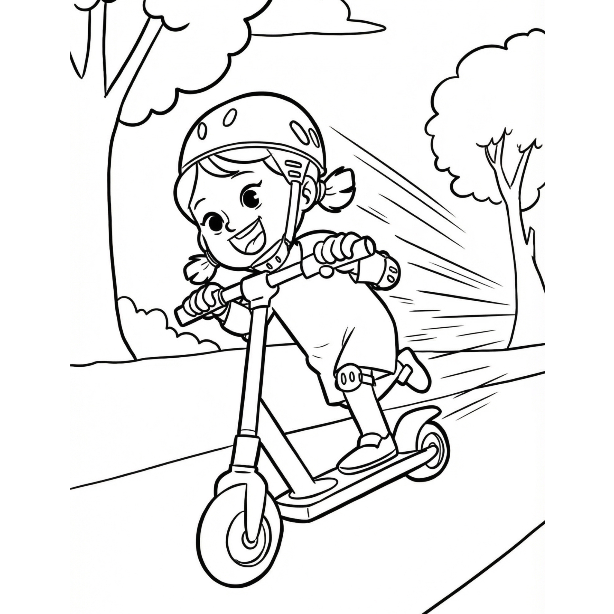Coloring Page: Luna And Her Scooter