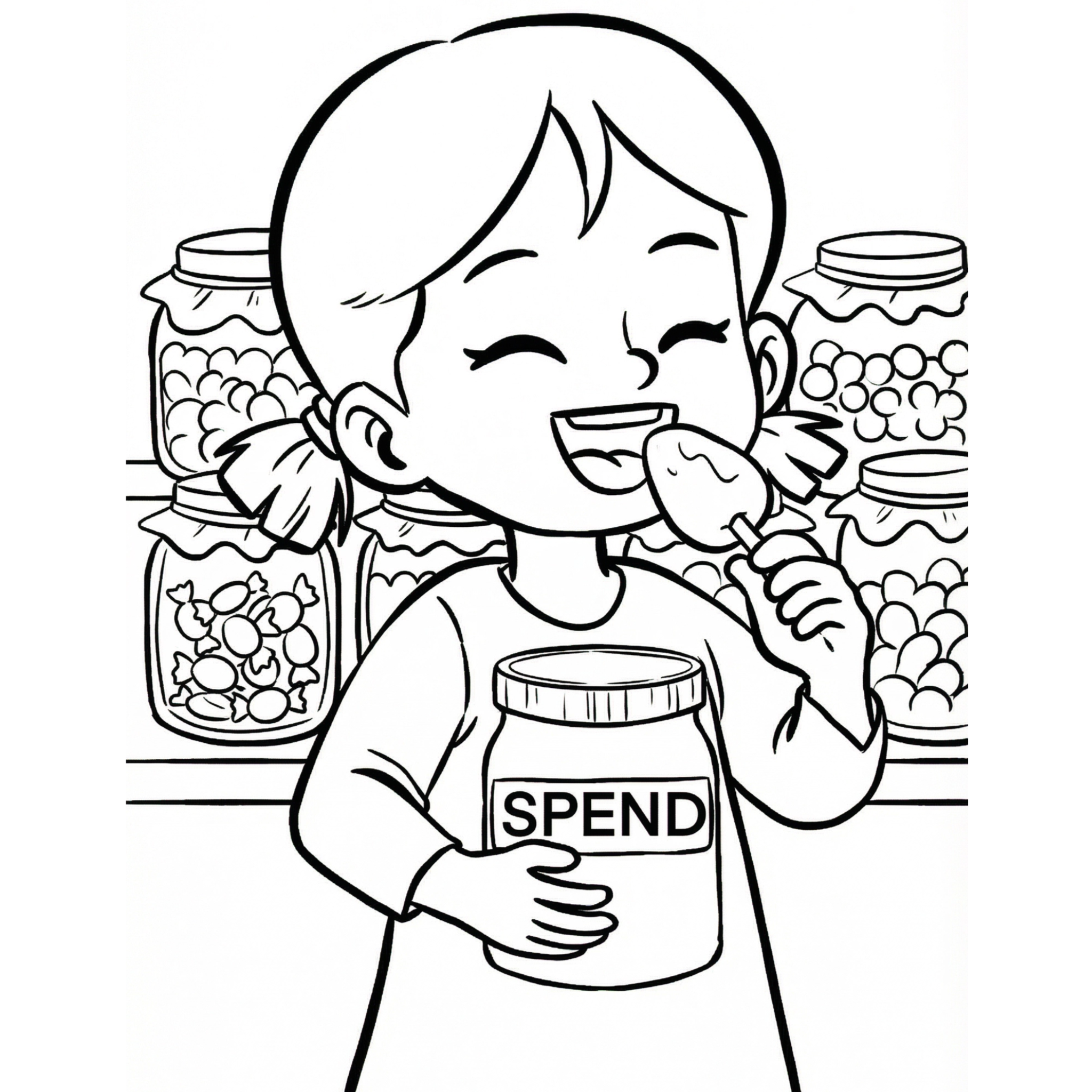 Coloring Page: Luna And Her Spend Jar