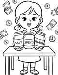 Coloring Page: Luna And Her Three Money Jars