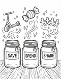 Coloring Page: Luna's Three Money Jars